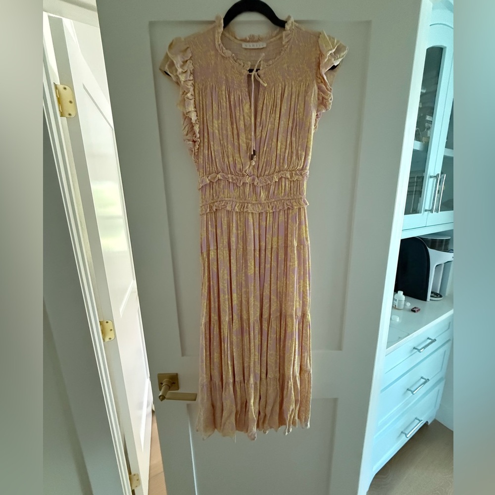 Karlie Pale Pink Ruffle-Trim Maxi Dress